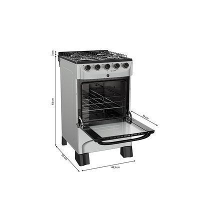 Fogão MFl4BC 4 bocas Mesa Esmaltada Acendimento Automático Mueller TITANIUM / Bivolt