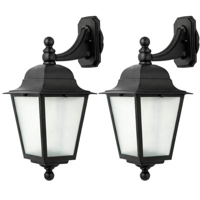 Kit 2 Arandelas Clássicas de Parede Termoplástico Preto Bivolt Lente Fosca E27 Soberana Dital
