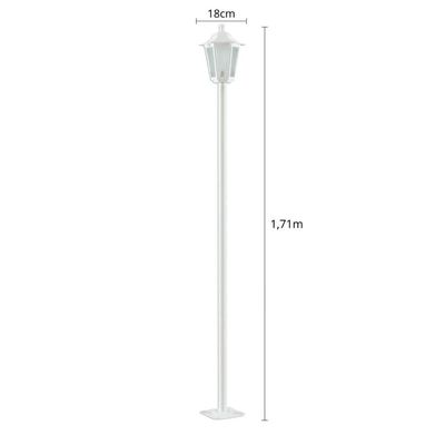 Poste Branco 171cm Alumínio Luminária Grega de Piso Externa E27 Termoplástico Lente Fosca Dital Bivolt