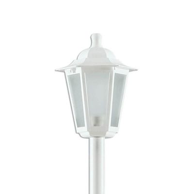 Poste Branco 171cm Alumínio Luminária Grega de Piso Externa E27 Termoplástico Lente Fosca Dital Bivolt