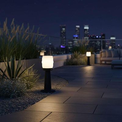 Balizador de Jardim Preto 14x36cm Alumínio Termoplástico E27 Globo Timoneiro Leitoso Dital Bivolt