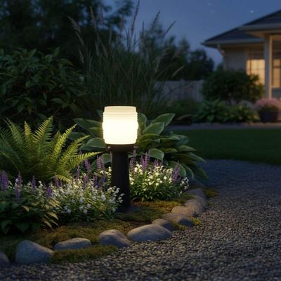 Balizador de Jardim Preto 14x36cm Alumínio Termoplástico E27 Globo Timoneiro Leitoso Dital Bivolt