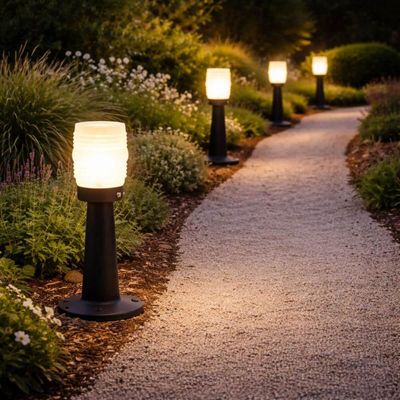 Balizador de Jardim Preto 14x36cm Alumínio Termoplástico E27 Globo Timoneiro Leitoso Dital Bivolt