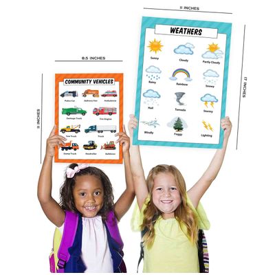 Traceease Pôster Educacional para Ensino Fundamental, Pacote 25 Laminados: Mapas EUA/Mundo, Sistema Solar, Matemática e Mais - Inkdotpot 21,59 Cm × 27,94 Cm / Multicolorido