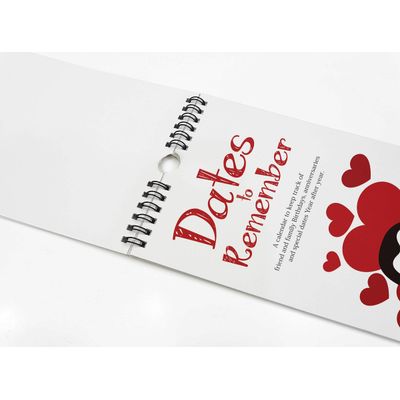 Calendário Perpétuo Pinguim e Coração, Lembrete de Aniversário/Evento, Para Parede, Diário, Cartão Presente, Organizador - Inkdotpot 27,94 Cm × 13,72 Cm / Vermelho