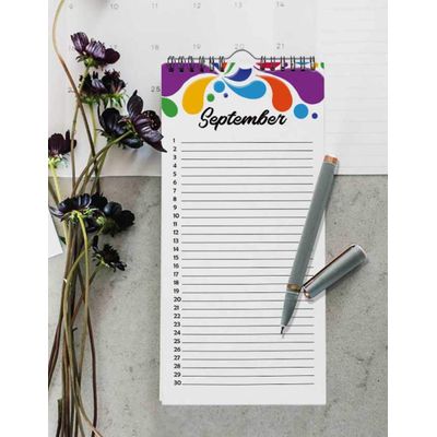 Splash de Cores Rústico Calendário Perpétuo Decoração de Parede para Aniversário e Lembretes de Eventos Livro/Diário Planejador - Inkdotpot 27,94 Cm × 13,72 Cm / Multicolorido