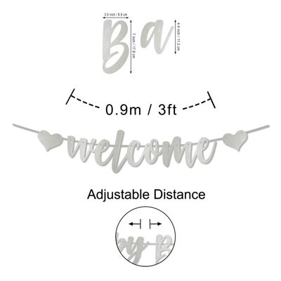 Banner de Boas-Vindas com Bandeirinhas Cursivas Metálicas Prateadas para Festa - Inkdotpot Prata