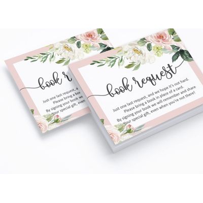 Pacote com 30 Cartões de Pedido de Livro para Chá de Bebê Menina, Tema Unicórnio - Inkdotpot 10,16 Cm × 7,62 Cm / Branco