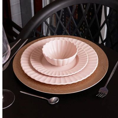 Jogo 36 Pratos Rasos Melamina Resistente 27cm Bege Gerbera L