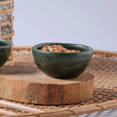 Kit 12 Ramequins 50ml Cerâmica Porto Brasil Greenery Orgânico Molheiras Restaurante Bistrô Bar