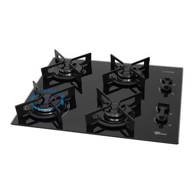 Cooktop a Gás 4 Bocas Fit Line Trempe Iron Preto Bivolt Preto / Bivolt