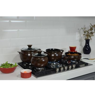 Jogo De Panelas De Cerâmica New Premier Joy 5 Peças Chocolate Ceraflame
