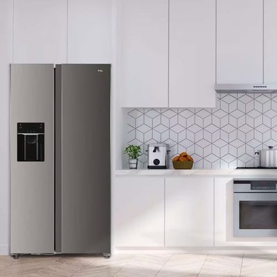 Geladeira TCL Side by Side C516SBIMN Twin Eco Inverter Frost Free516L Dispenser de Água na Porta Metal Cooling Painel Digital com 2 Portas Inox / 220V
