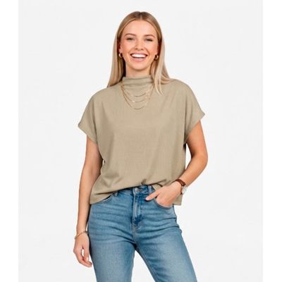 Blusa Feminina Com Gola Chaminé Select Baunilha G / Baunilha