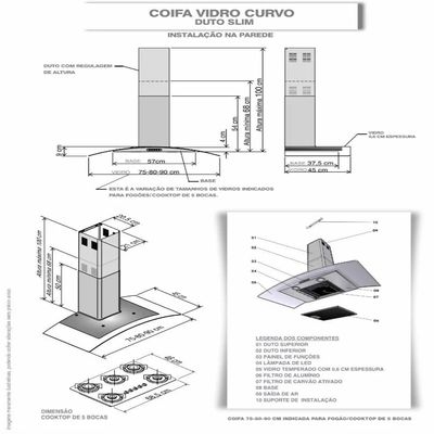 Coifa de Parede Nardelli Vidro Curvo Duto Slim 90cm Inox 127V