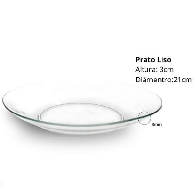 Jogo 5 Pratos Fundo Vidro Cristal Egipicio Kit Liso Diamond Transparente Bar Restaurante Buffet