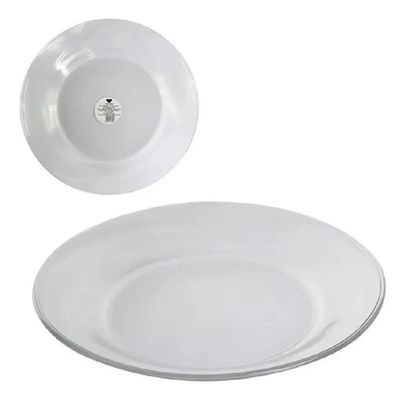 Jogo 5 Pratos Fundo Vidro Cristal Egipicio Kit Liso Diamond Transparente Bar Restaurante Buffet