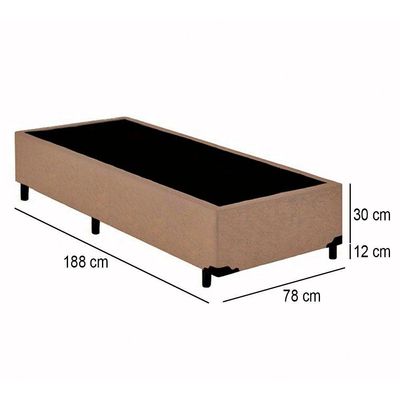 Cama Box Solteiro Suede Mega Cama Bege 88x188x42cm