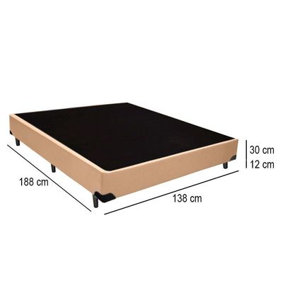 Cama Box Casal Sintético Mega Cama Bege 138x188x42cm