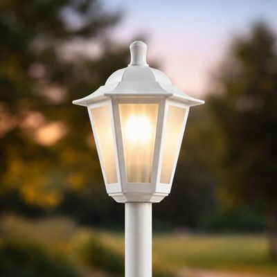 Jogo 2 Postes Brancos de Jardim 1,71m Termoplástico Lente Fosca Luminária Decorativa Grega Dital Bivolt
