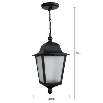 Luminária Pendente Teto 21x58cm Preta Injetado Termoplástico E27 Lente Fosca Dital Bivolt