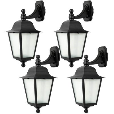 Kit 4 Luminárias de Parede Arandelas em Termoplástico Preto Bivolt Soberana Dital Salas Hall