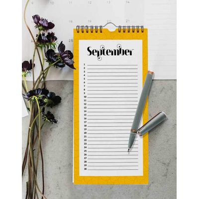 Calendário Perpétuo Rústico de Parede Bigode Indiano e Turbante, Lembrete e Presente de Aniversário, Planejador e Organizador - Inkdotpot 27,94 Cm × 13,72 Cm / Amarelo