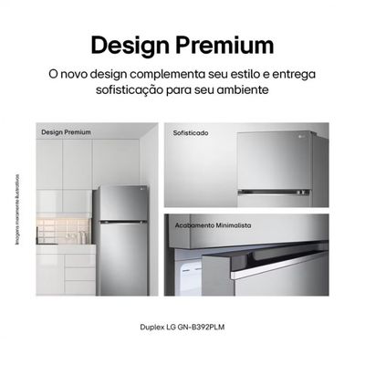 Geladeira LG Frost Free Duplex Gaveta Fresh Zone Multi Air Flow Look 395L Inox / 110V