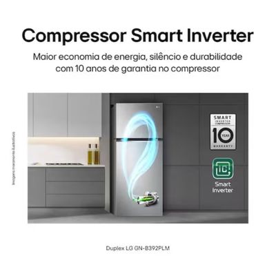 Geladeira LG Frost Free Duplex Gaveta Fresh Zone Multi Air Flow Look 395L Inox / 220V