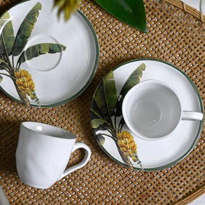Xícara Chá com Pires 170ml Bio Bananê Porto Brasil Cozinha Gourmet Mesa Posta