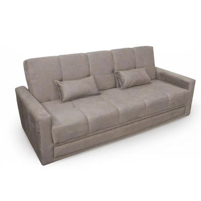 Sofá-Cama 3 Lugares Matrix Grazi com Revestimento em Tecido Veludo Cappuccino