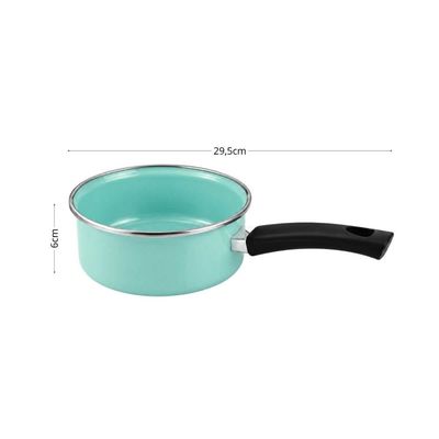 Panela Esmaltada 800ml Baquelite Borda Inox Verde Água Mesa Posta Cozinha Metallouça