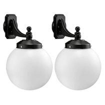Kit 2 Luminárias de Parede para Jardim Globo Leitoso Preta Lâmpada E27 Dital