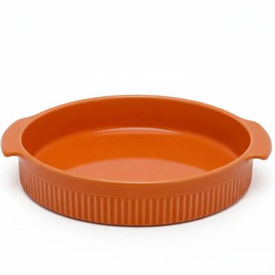 Forma Redonda Baixa Travessa Porcelana Laranja 21cm Germer Canelada Forno Torta Quiche
