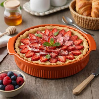 Forma Redonda Baixa Travessa Porcelana Laranja 21cm Germer Canelada Forno Torta Quiche