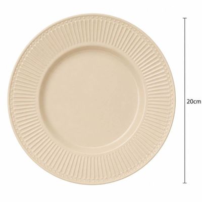 Conjunto 12 Pratos Sobremesa 20cm Bege Melamina Aveline Mesa Posta Padaria Doce