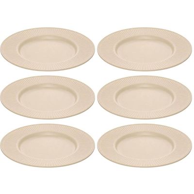 Jogo 6 Pratos para Sobremesa 20cm Bege Melamina Aveline Mesa Posta Servir Padaria