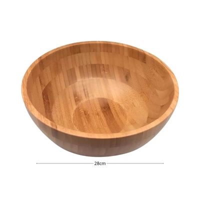 Jogo 2 Saladeiras de Bambu Natural 28cm Bowl Fundo Oikos Salada Frutas Sobremesa