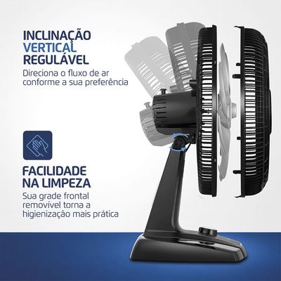 Ventilador 40cm Turbo Force Mondial Preto/Prata VTF-40-8P-BS 127V