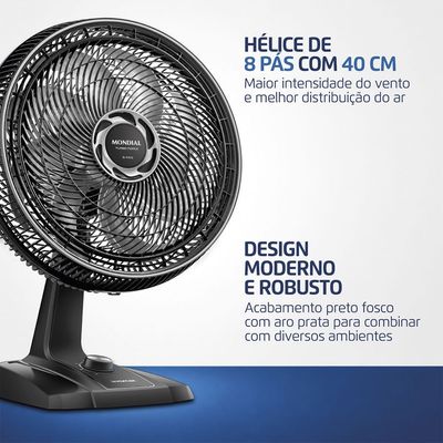 Ventilador 40cm Turbo Force Mondial Preto/Prata VTF-40-8P-BS 220V