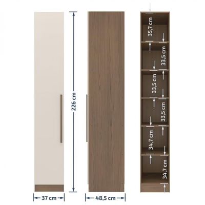 Armário Modulado Lugano com 1 Porta e 5 Prateleiras Casal Bartira Avelã/Cappuccino
