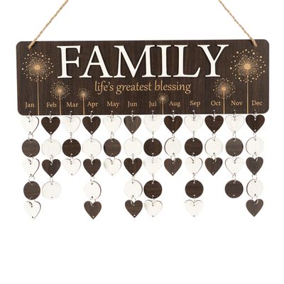 Painel Perpétuo de Aniversários Familiares em Madeira DIY Presente Personalizável para Mãe/Pai/Avós - Inkdotpot 40,64 Cm × 11,94 Cm / Marrom