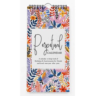 Calendário Perpétuo de Folhas Florais para Aniversário e Datas Especiais, Enfeite de Parede e Organizador de Cartão-Presente - Inkdotpot 27,94 Cm × 13,72 Cm / Multicolorido
