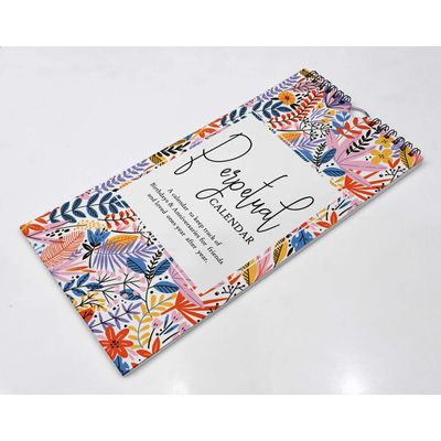 Calendário Perpétuo de Folhas Florais para Aniversário e Datas Especiais, Enfeite de Parede e Organizador de Cartão-Presente - Inkdotpot 27,94 Cm × 13,72 Cm / Multicolorido