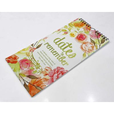 Calendário Perpétuo Floral Rústico com Folha Dourada para Parede, Lembrete de Aniversário e Evento, Cartão/Organizador - Inkdotpot 27,94 Cm × 13,72 Cm / Multicolorido