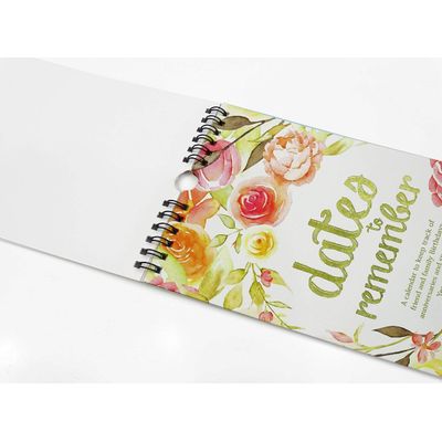 Calendário Perpétuo Floral Rústico com Folha Dourada para Parede, Lembrete de Aniversário e Evento, Cartão/Organizador - Inkdotpot 27,94 Cm × 13,72 Cm / Multicolorido