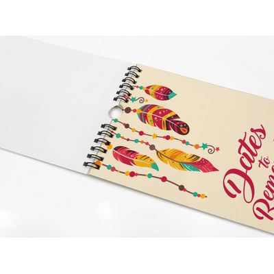 Pena Rústica Calendário Perpétuo de Parede, Lembrete de Aniversário e Evento Especial, Livro/Diário, Presente/Cartão/Planejador - Inkdotpot 27,94 Cm × 13,72 Cm / Bege