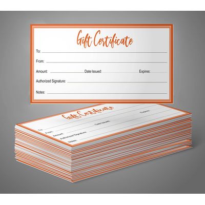 Certificados de Presente com Borda Laranja para Pequenos Negócios/Feriados/Restaurantes/Salões/Casamento, 45 Cupons DIY 23x9,7cm - Inkdotpot 22,86 Cm × 9,65 Cm / Marrom