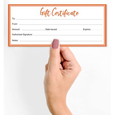 Certificados de Presente com Borda Laranja para Pequenos Negócios/Feriados/Restaurantes/Salões/Casamento, 45 Cupons DIY 23x9,7cm - Inkdotpot 22,86 Cm × 9,65 Cm / Marrom