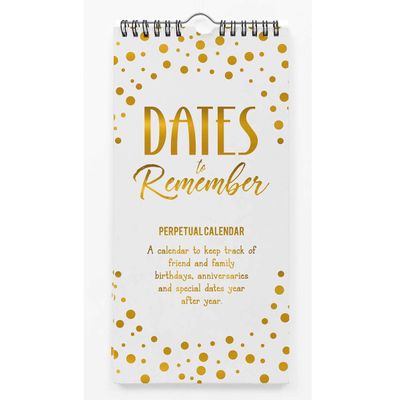 Calendário Perpétuo de Parede com Confete e Foil Dourado Rústico, Lembrete de Datas Especiais, Planner/Organizador - Inkdotpot 27,94 Cm × 13,72 Cm / Dourado